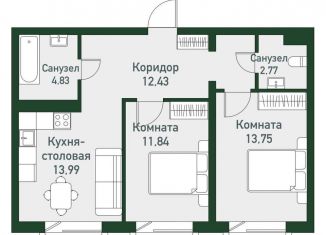 Продаю трехкомнатную квартиру, 58.3 м2, посёлок Западный, Спортивная улица, 16