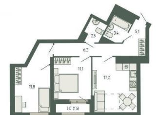 Продажа двухкомнатной квартиры, 63.2 м2, Екатеринбург, метро Ботаническая, площадь Жуковского, 8