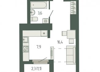 Продаю 1-ком. квартиру, 29.2 м2, Свердловская область, площадь Жуковского, 8