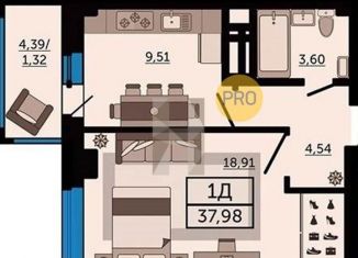 Продается 1-ком. квартира, 38 м2, Ростовская область, улица Мечникова, 110Г