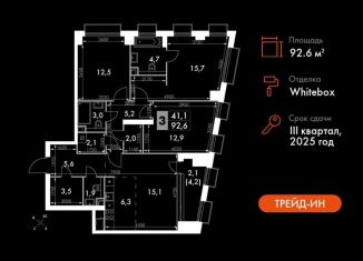 Трехкомнатная квартира на продажу, 92.6 м2, Москва, жилой комплекс Сидней Сити, к5/1