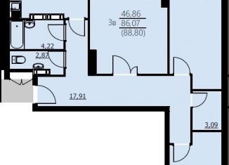 Продается 3-комнатная квартира, 88.8 м2, Ярославская область, Красноборская улица, 38к3