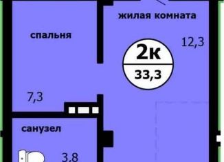 Продаю 1-комнатную квартиру, 33.4 м2, Красноярск, Вишнёвая улица