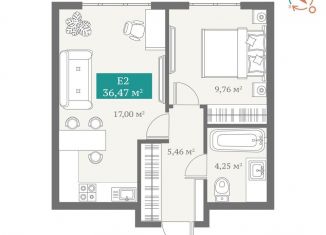 Продается однокомнатная квартира, 36.5 м2, Тюмень, Алматинская улица, 10