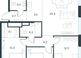 Продаю 3-ком. квартиру, 84.7 м2, Москва, САО, жилой комплекс Левел Селигерская, к1