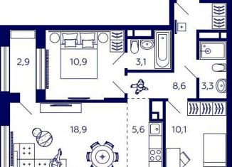 Продам квартиру свободная планировка, 61.8 м2, Уфа, Октябрьский район, улица Энтузиастов, 7