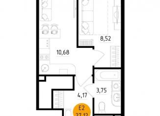 Продается 1-ком. квартира, 27.1 м2, Рязань