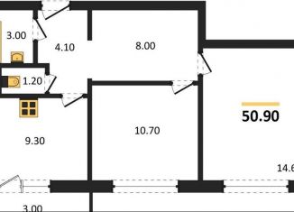 Продаю 2-комнатную квартиру, 50.9 м2, Новосибирск, улица Титова, с1, Ленинский район