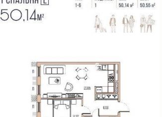 Продам 2-ком. квартиру, 50.4 м2, Санкт-Петербург, метро Фрунзенская, набережная Обводного канала, 106