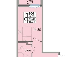 Продается квартира студия, 26.9 м2, деревня Скотное