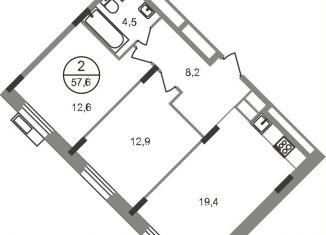 Продажа двухкомнатной квартиры, 57.6 м2, Московская область