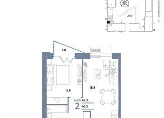 Продаю 2-комнатную квартиру, 42.3 м2, Москва