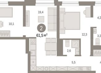 2-ком. квартира на продажу, 61.5 м2, Екатеринбург, метро Уралмаш, переулок Ритслянда, 11