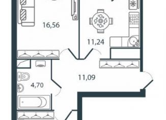 Продажа двухкомнатной квартиры, 58.7 м2, Тверь, улица Левитана, 72Б