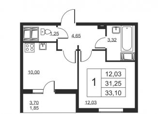 Продаю 1-ком. квартиру, 33.1 м2, Ленинградская область