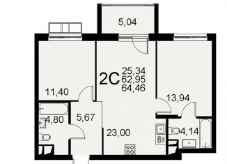 Продажа 2-комнатной квартиры, 64.5 м2, Тульская область, Хлебная площадь