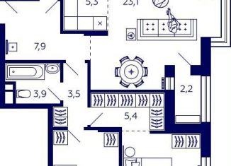 Продажа квартиры свободная планировка, 75.9 м2, Уфа, Октябрьский район, улица Энтузиастов, 7