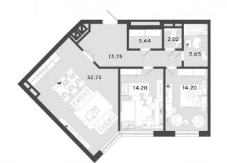 Продам 2-ком. квартиру, 86 м2, Калуга, 3-й Академический проезд, 1