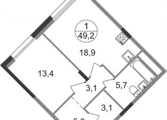 Однокомнатная квартира на продажу, 49.2 м2, Московская область
