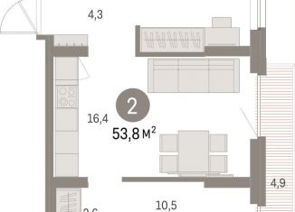 Продам двухкомнатную квартиру, 53.8 м2, Екатеринбург, метро Чкаловская