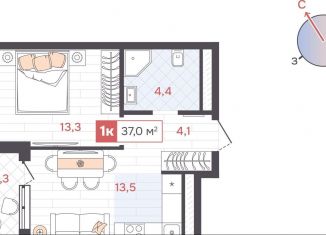 Продаю 1-комнатную квартиру, 37 м2, Екатеринбург, метро Ботаническая