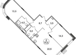 Продается двухкомнатная квартира, 74.5 м2, Московская область