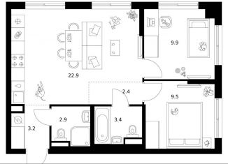 2-комнатная квартира на продажу, 54.2 м2, Москва, район Очаково-Матвеевское, Очаковское шоссе, 5к1.1