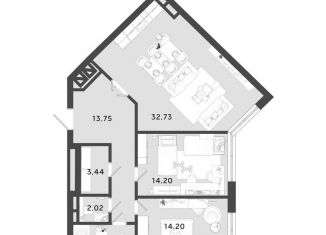 Продам 2-комнатную квартиру, 86 м2, Калуга, 3-й Академический проезд, 1