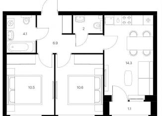 Продается 2-комнатная квартира, 49.5 м2, Казань, Советский район