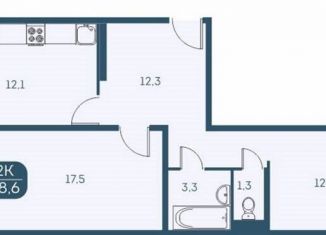 Продажа 2-комнатной квартиры, 58.6 м2, Новосибирск, Междуреченская улица, 7/1