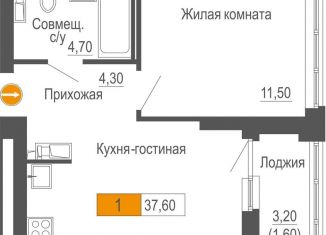 Продается 1-ком. квартира, 37.6 м2, Свердловская область, улица Академика Бардина, 21