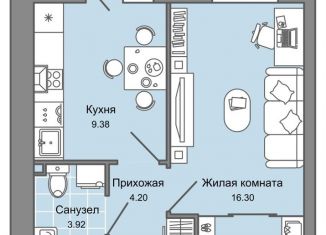 Продается 1-комнатная квартира, 36 м2, Киров, улица Дмитрия Козулева, 2к1