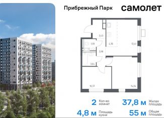 2-комнатная квартира на продажу, 55 м2, село Ям, жилой комплекс Прибрежный Парк, 9.2