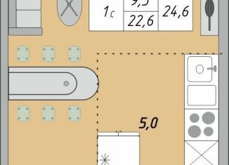 Продается 1-ком. квартира, 24.6 м2, Оренбург, улица Юркина, 2