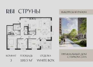 Продам 3-ком. квартиру, 100.5 м2, Санкт-Петербург, муниципальный округ Шувалово-Озерки