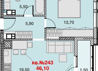 Продам 1-ком. квартиру, 46.1 м2, Калининград