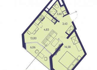 Продается 2-ком. квартира, 46.3 м2, посёлок городского типа Ливадия