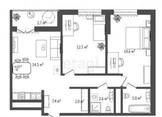 Продается 2-комнатная квартира, 56.5 м2, Тюмень, Холодильная улица