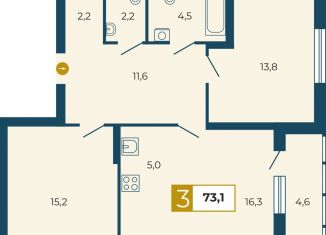 Продажа 3-комнатной квартиры, 73.1 м2, Екатеринбург, метро Площадь 1905 года