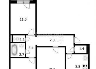 Продажа 3-ком. квартиры, 65.6 м2, Новосибирск, улица Демакова, 6, метро Студенческая