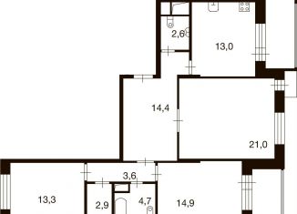 Продаю 3-комнатную квартиру, 90.4 м2, деревня Ивановское, улица Семёна Гордого, 3