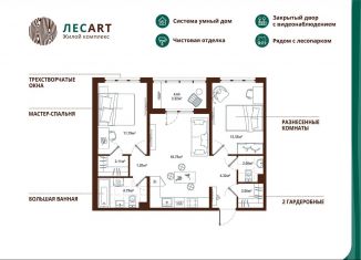 2-комнатная квартира на продажу, 61.8 м2, городской посёлок Новоселье