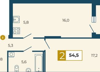 Продажа 2-комнатной квартиры, 54.5 м2, Екатеринбург