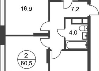 Продажа 2-комнатной квартиры, 60.5 м2, Москва, деревня Рассказовка, 1