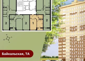 1-ком. квартира на продажу, 33 м2, Пермь, Байкальская улица, 7А