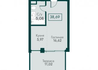 Продается однокомнатная квартира, 38.7 м2, Крым, улица Мухина, 17А