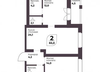 2-ком. квартира на продажу, 65 м2, посёлок Терема