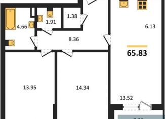 2-комнатная квартира на продажу, 65.8 м2, Воронеж