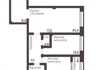 Продаю 2-ком. квартиру, 70.9 м2, Челябинск, Тракторозаводский район