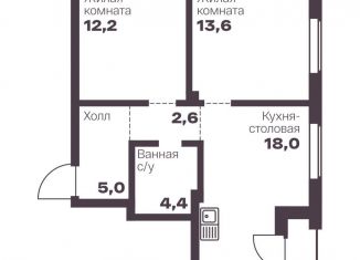 Продаю 2-ком. квартиру, 55.8 м2, Челябинск, проспект Ленина, 19В, Тракторозаводский район